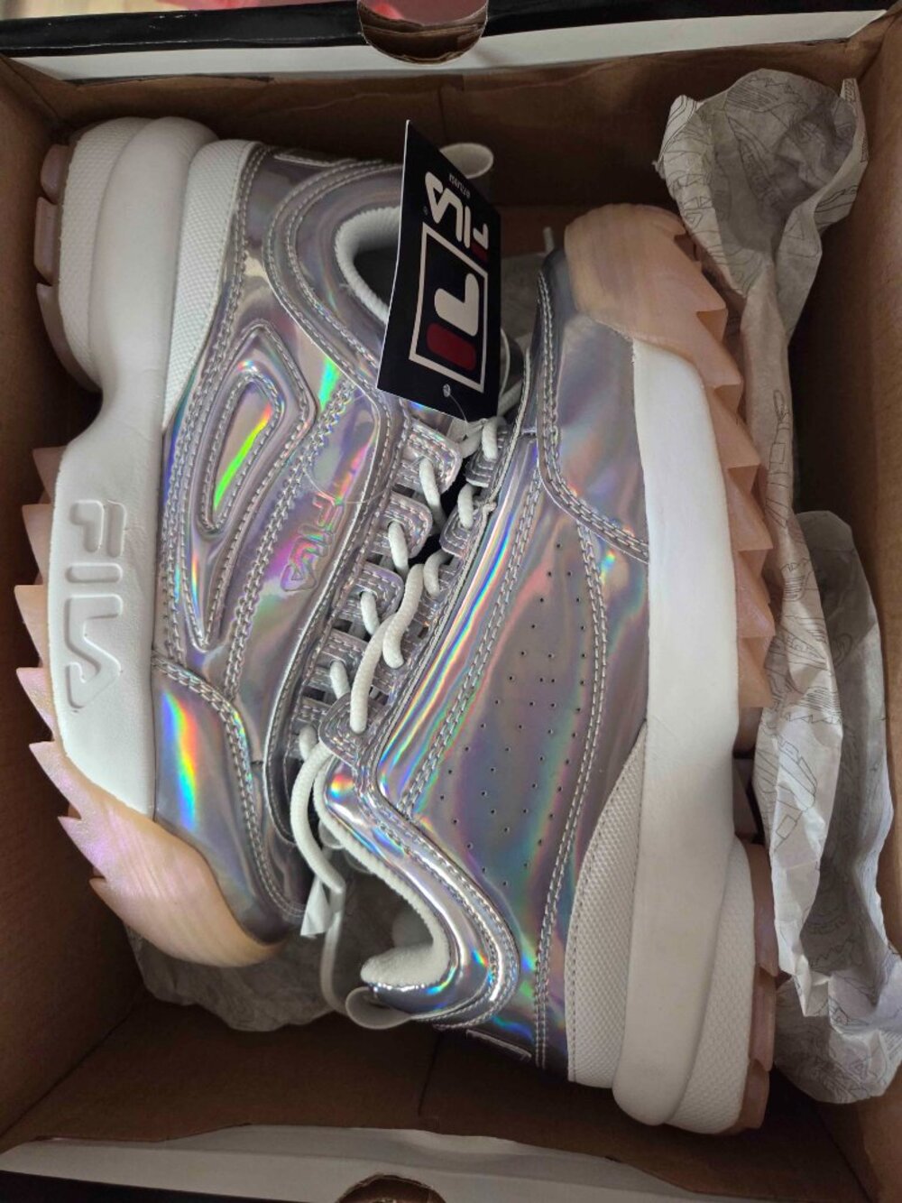 NEW Fila Women Disruptor II Iridescent Lace Up Active Chunky Platform Sneaker - Picture 2 of 6